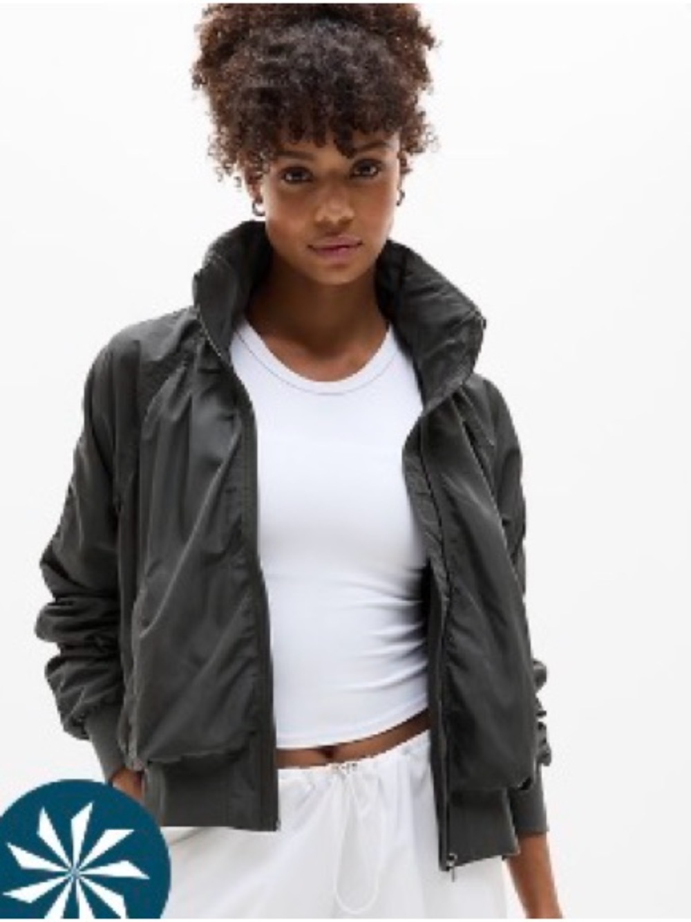 Athleta Gray Jetset Bomber Jacket